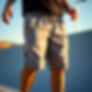 Outdoor Activity with Elastic Drawstring Shorts An individual wearing elastic drawstring shorts during an outdoor activity