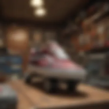 Vintage Skate Shop with Vans Flannel Historical display of Vans flannel shirts in a vintage skate shop.