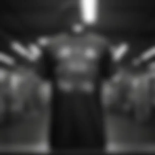 Abstract black and white graphic tee on a mannequin