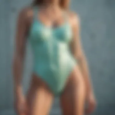 Abstract mint bathing suit pattern close-up