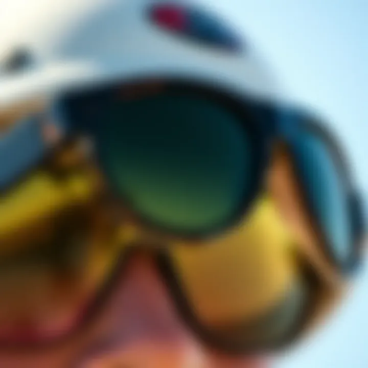 Close-up of lens types for wrap around sunglasses