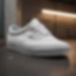 Classic all-white Vans sneakers showcasing their iconic design
