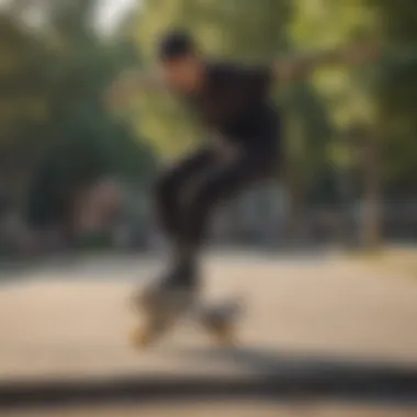 Skater Performing Tricks with Sulifeel Skates Skater performing tricks using Sulifeel Skates in a park