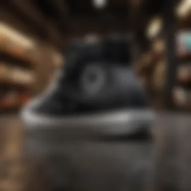 Sleek Black High Top Converse Shoes Display Black High Top Converse Shoes in Modern Store Display