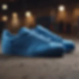A stunning array of blue adidas shoes displayed in various styles.