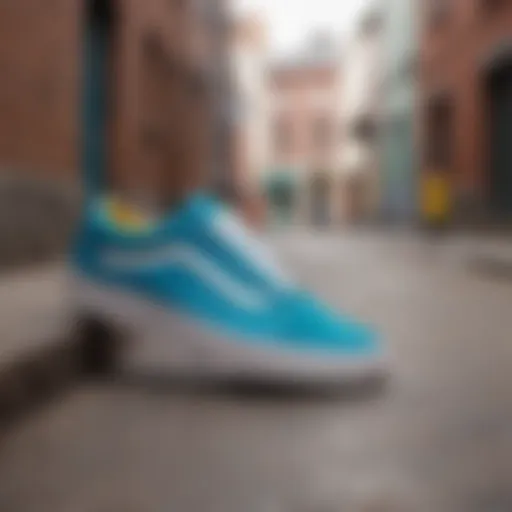 Blue Vans Old Skool Sneaker in Urban Setting