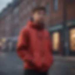 Elegantly draped Brixton Windbreaker Jacket in urban setting