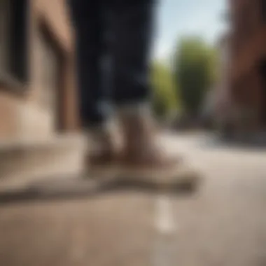 Skateboarder wearing brown Converse low tops