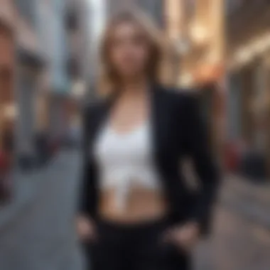 Modern Layering Versatile Ae Tie Front Tube Top Layered with Structured Blazer