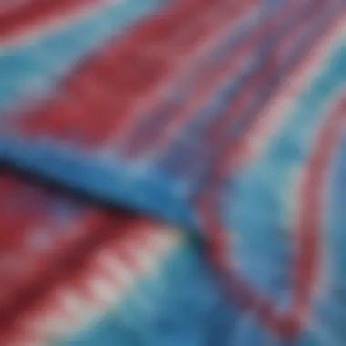 Close-up of intricate tie dye blue bathing suit design