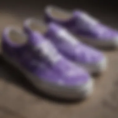 Intricate Tie Dye Patterns of Purple Vans Close-up of the unique tie dye patterns on Vans sneakers