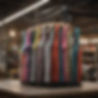 Colorful tank tops neatly stacked in a boutique