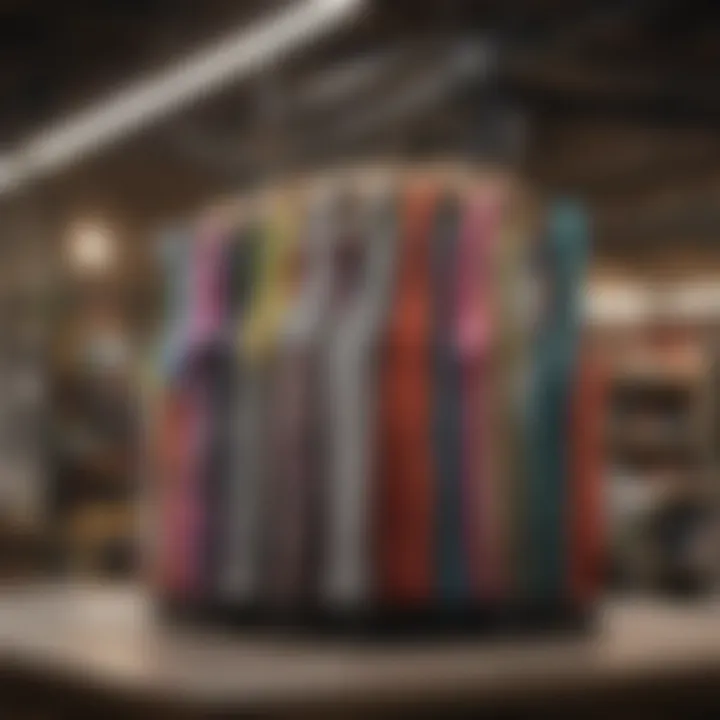 Colorful tank tops neatly stacked in a boutique