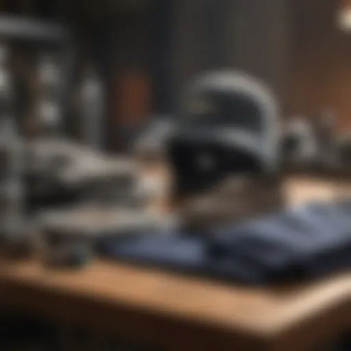 A stylish selection of clothing items laid out on a table.