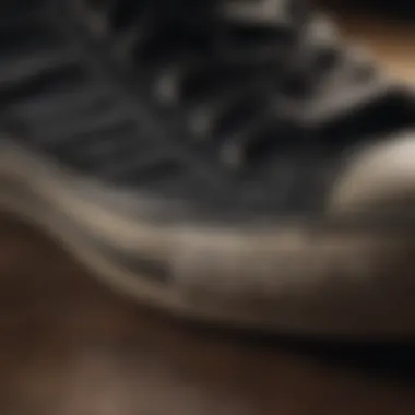 Textured Detail of Converse Shoe Close-Up of Black Ankle Converse Grip