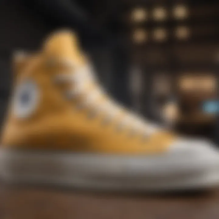 Close-up of Converse CTAs Lift Hi with unique design details