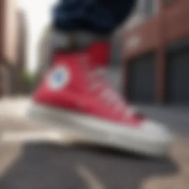 Urban Influence of Converse CTAs Lift Hi Converse CTAs Lift Hi sneakers showcased in an urban skate setting