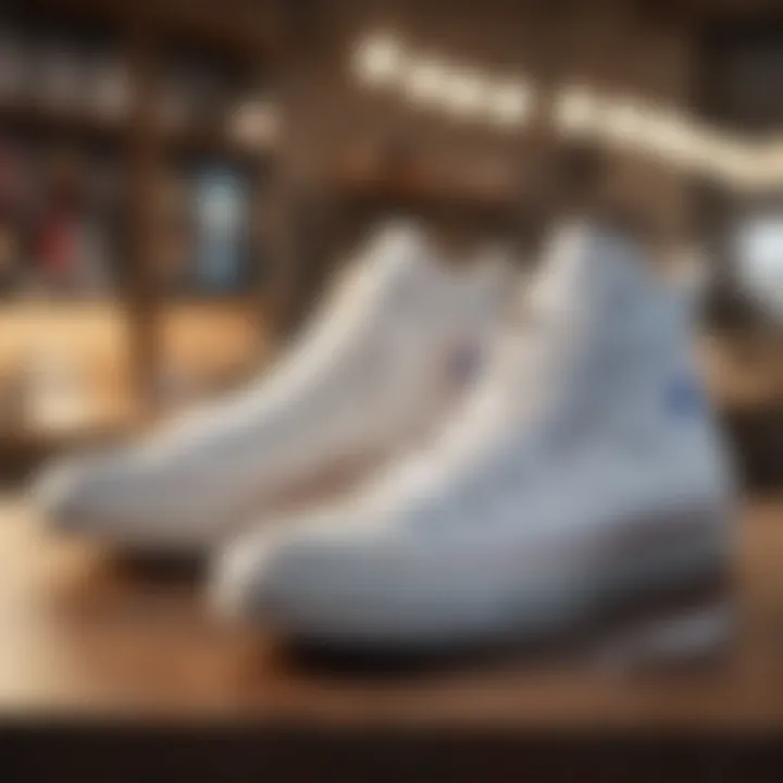 White Converse with price tag in boutique setting