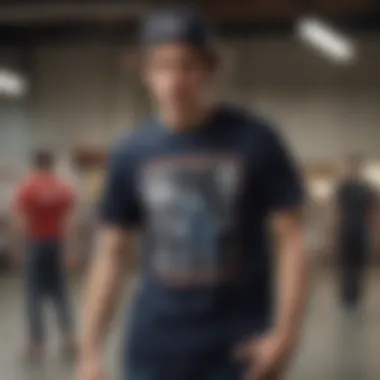 Dare Shirt Trends in Skating Culture A group of skateboarders in various Dare Shirts, representing current fashion trends in skating