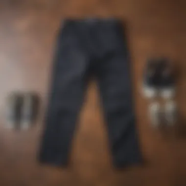 Flat lay of Dickies slack pants with various styling options and accessories