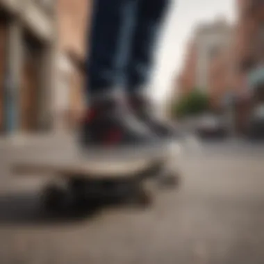 Skateboarder wearing DVS Shoes Comanche in an urban setting