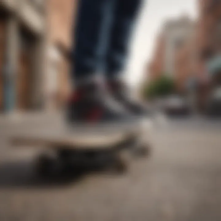 Skateboarder wearing DVS Shoes Comanche in an urban setting