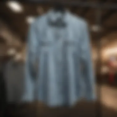Display of Sophisticated Acid Wash Shirt Elegant Acid Wash Shirt Hanging on Display