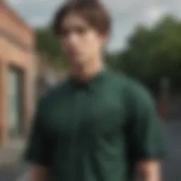 Elegant Fusion: Black and Green Shirt