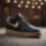 Elegant Nike shoe design in black and gold