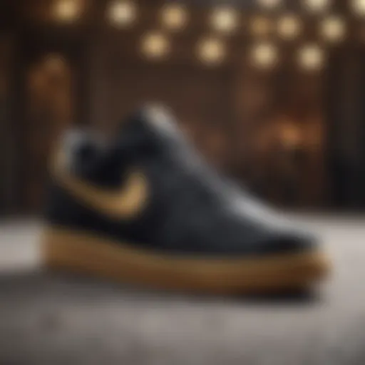 Elegant Nike shoe design in black and gold