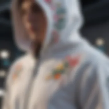 Floral Elegance: Embroidered White Hooded Jacket Elegant White Hooded Jacket with Floral Embroidery