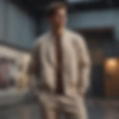 Neutral Tones Coordination Stylish zip-up jacket and sweatpants set in neutral tones