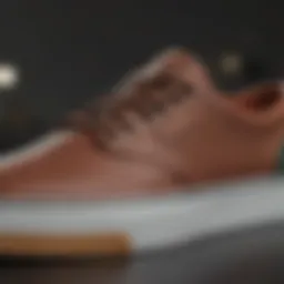 Close-up view of the Emerica Romero laced shoes showcasing their unique design details