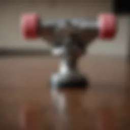 Close-up of Enjoi skateboard hardware highlighting unique design features