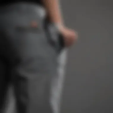 Ergonomic Excellence Side view of ergonomic design on Dickies pants with hammer loop