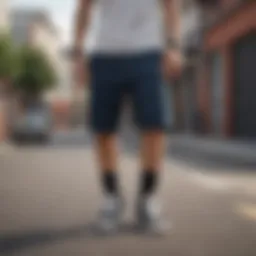 Stylish long shorts designed for skateboarding