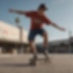 Skateboarder performing a kickflip in contemporary style shorts