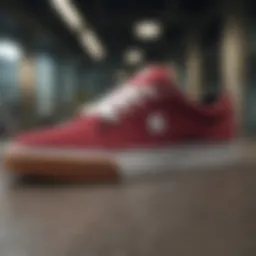 A collection of DC shoes designed for skateboarders showcasing various styles and colors.