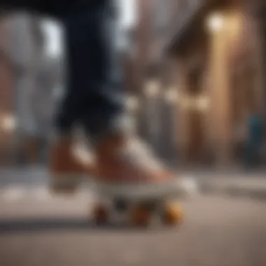 Affordable Skate Shoes in Action A skater performing tricks while wearing high-quality yet affordable shoes.