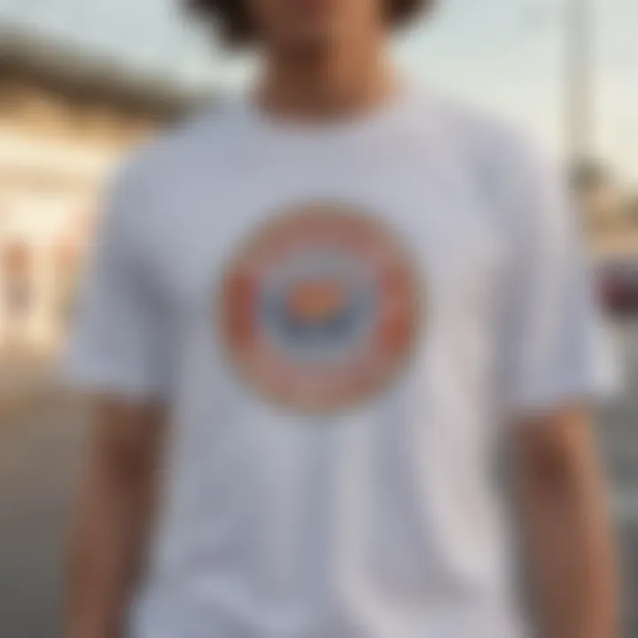 Vintage white top with faded skater emblem