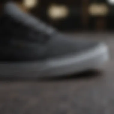 Close-up of a Vans shoe being dyed with rich black color.