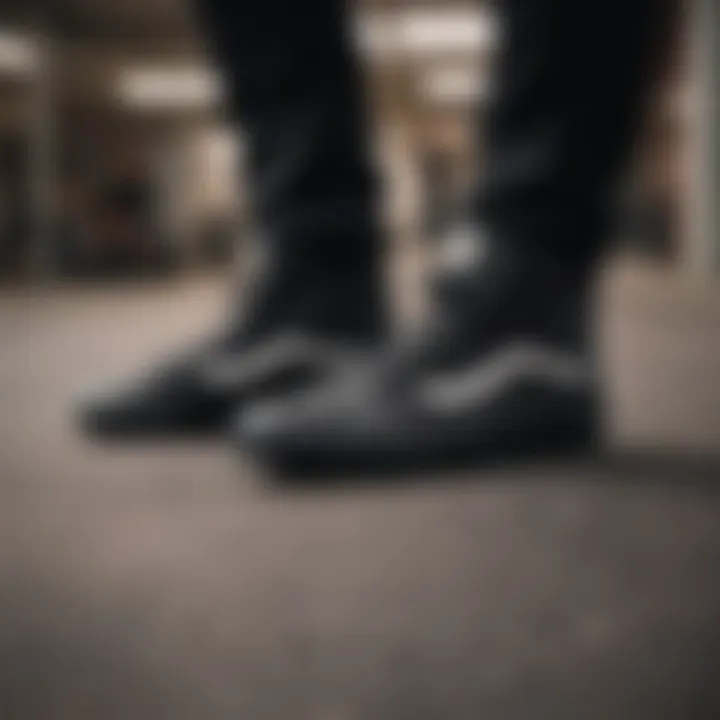 Group of skateboarders discussing the significance of footwear in skate culture