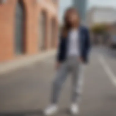 Elevated Styling with Bulk Sweatpants Stylish outfit pairing bulk sweatpants with a chic blazer and sneakers