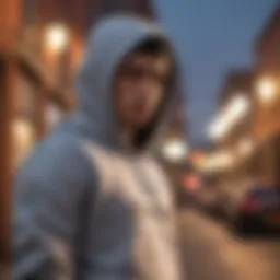 Champion hoodie in urban setting