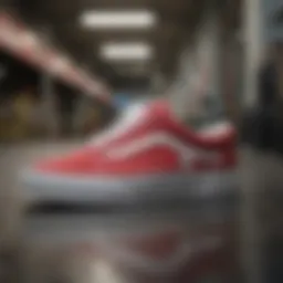Close-up view of the Cherry Vans Old Skool showcasing its iconic design