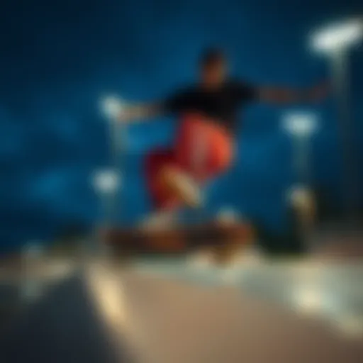 Dynamic Skateboarding in Dickies Flex Pants Skateboarder performing tricks in Dickies flex pants