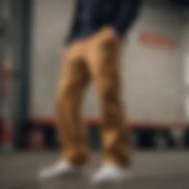Close-up of Dickies Pants with Skate Accessories Close-up of Dickies pants and accessories perfect for skateboarding
