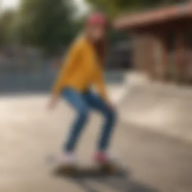 Vibrant Skate Park Scene with Dickies Outfits A vibrant skate park scene featuring stylish Dickies outfits