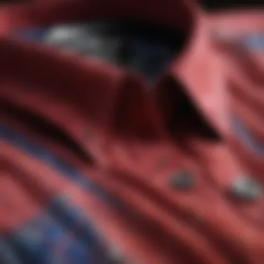 Close-up of luxe fabric texture in a brightly colored shirt