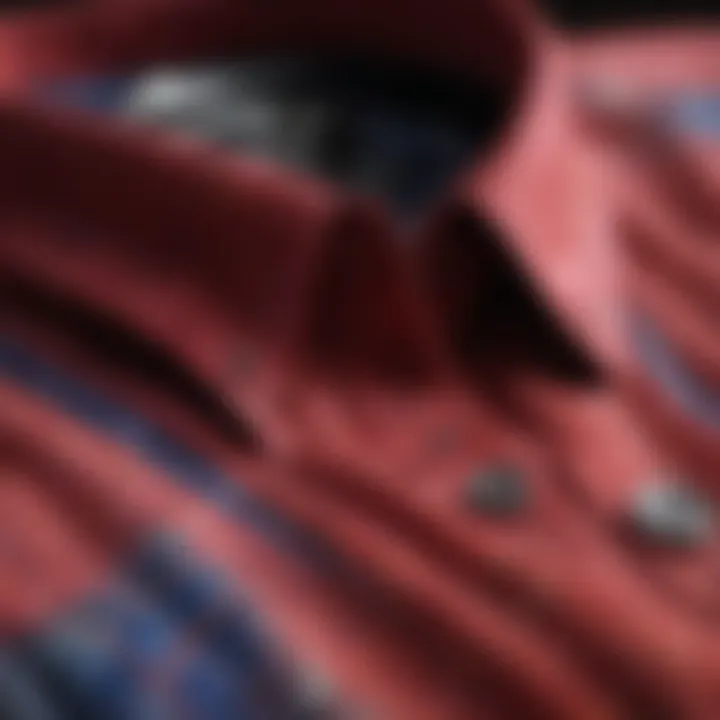 Close-up of luxe fabric texture in a brightly colored shirt